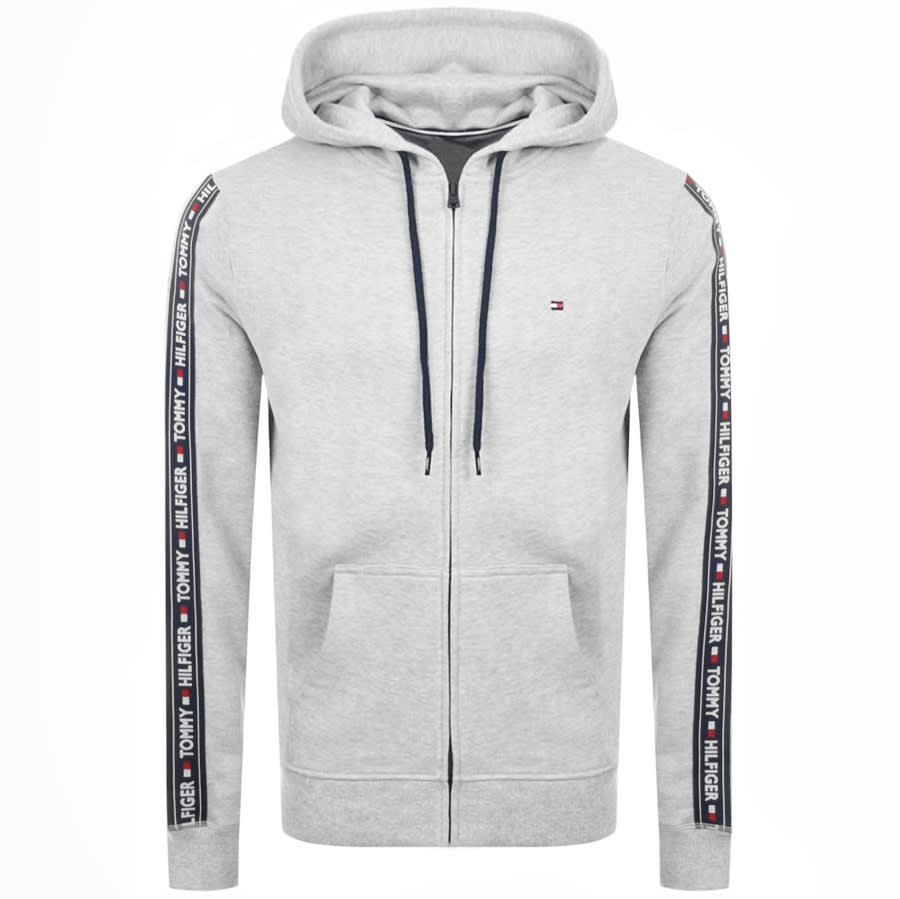 Alternative Image for ProductTommy Hilfiger Lounge Taped Logo Zip Hoodie Grey1